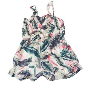 abercrombie kids White Romper with Green & Pink Floral Print